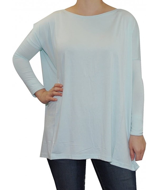 Women's Famous Long Sleeve Bamboo Top Loose Fit Bleach White L - Mint - CG11K6QNW91 $27.09-Sets