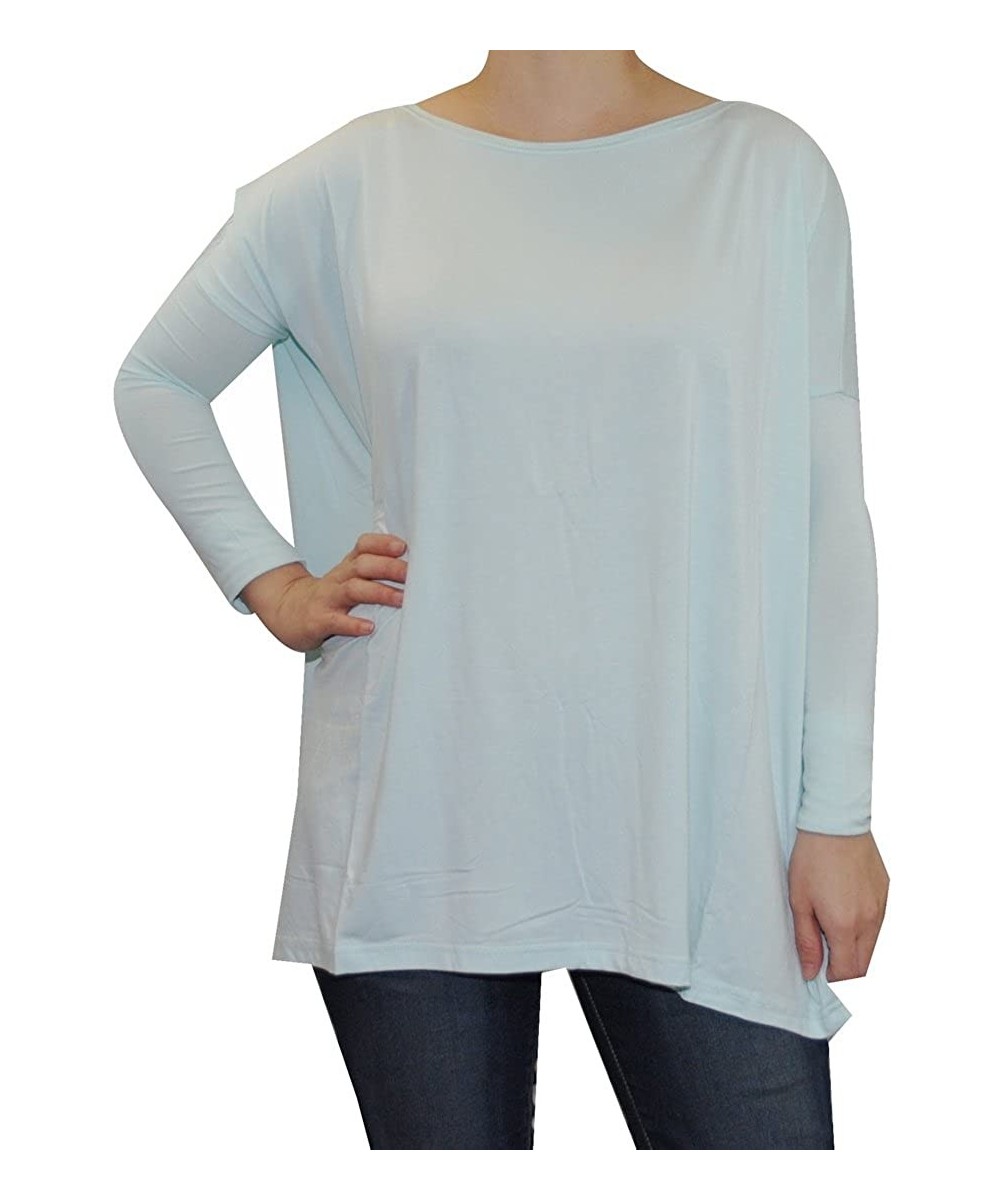 Women's Famous Long Sleeve Bamboo Top Loose Fit Bleach White L - Mint - CG11K6QNW91 $27.09-Sets