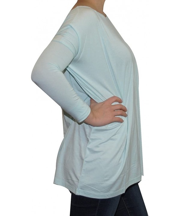 Women's Famous Long Sleeve Bamboo Top Loose Fit Bleach White L - Mint - CG11K6QNW91 $27.09-Sets