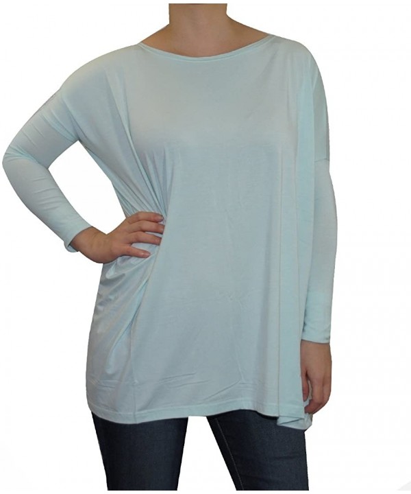 Women's Famous Long Sleeve Bamboo Top Loose Fit Bleach White L - Mint - CG11K6QNW91 $27.09-Sets