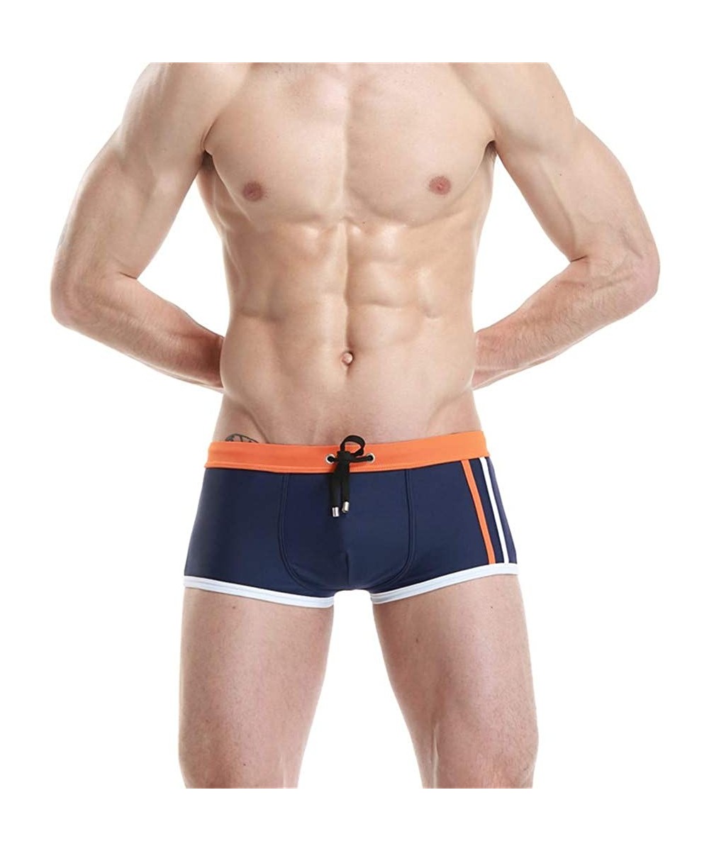 Men's Swimming Trunks with Pockets Beach Swimwear Quick Dry Elastic Waist Board Shorts - Dark Blue - C1193NCIMNU $10.37-Racing