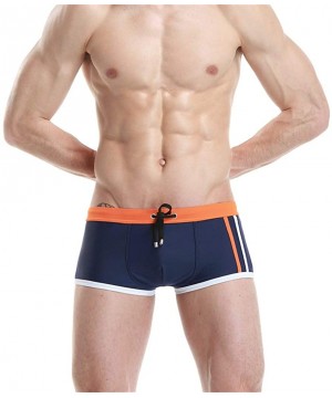 Men's Swimming Trunks with Pockets Beach Swimwear Quick Dry Elastic Waist Board Shorts - Dark Blue - C1193NCIMNU $10.37-Racing