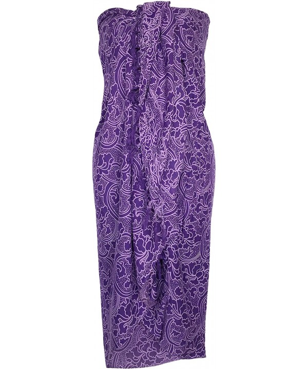 Sarong Wrap from Bali Your Choice of Design Beach Cover Up - Floral Purple - CY11YOY8V3N $14.44-Cover-Ups