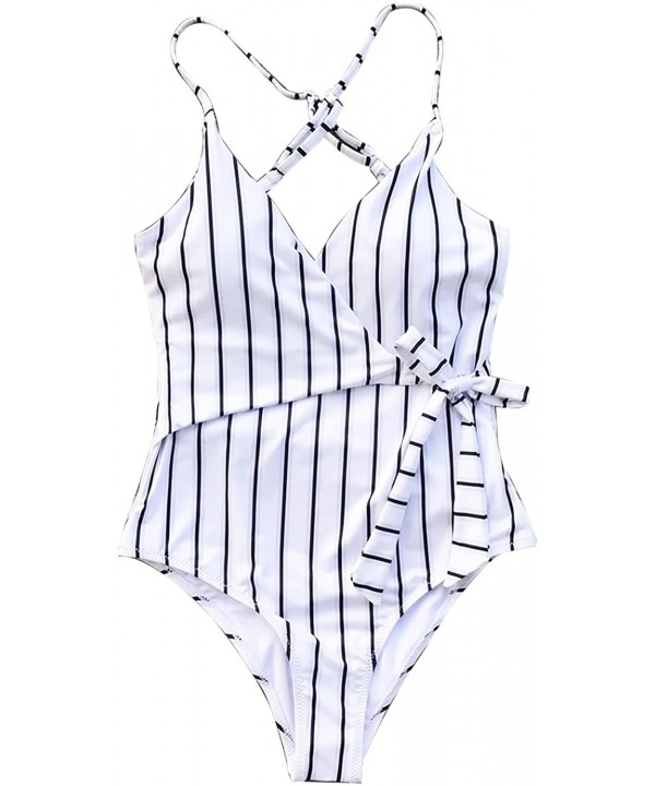 Women's Stay Young One Piece Swimsuit Beach Swimwear - Black Stripes - CA189L7OH8D $25.01-One-Pieces