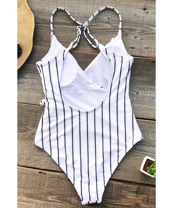 Women's Stay Young One Piece Swimsuit Beach Swimwear - Black Stripes - CA189L7OH8D $25.01-One-Pieces