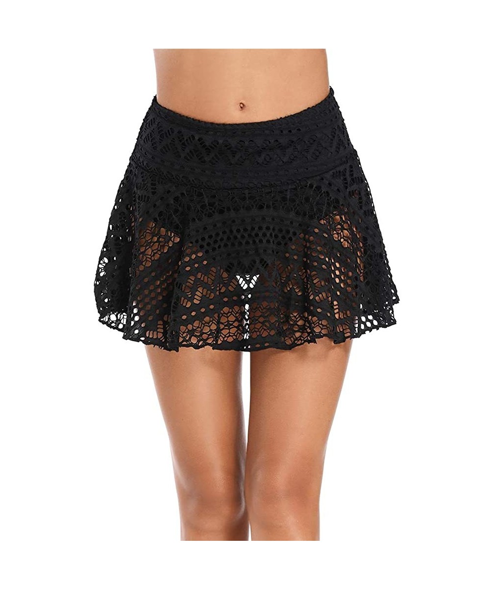 Womens Lace Hollow Out Swimsuit Tankini Bottom Swim Board Shorts(S-XXXL) - C-black Skirt - CW18MDKUQOC $18.63-Board Shorts