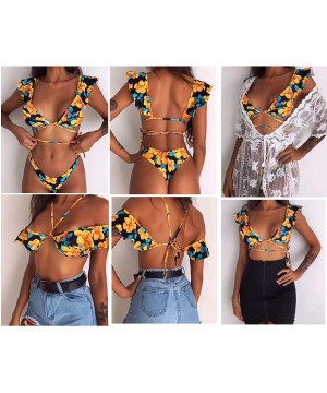 Women's Strappy Swimwear High Waist Thong 2PCS Bikini Sets Swimsuit - Color01 - CO18QITL4NT $22.21-Sets