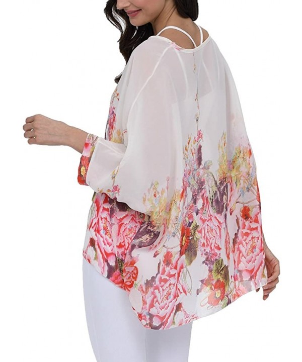 Women's Chiffon Caftan Poncho Tunic Top Cover up Batwing Blouse - Z-4291 - CF18DYOE43I $18.59-Cover-Ups