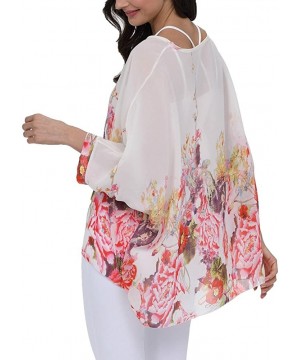 Women's Chiffon Caftan Poncho Tunic Top Cover up Batwing Blouse - Z-4291 - CF18DYOE43I $18.59-Cover-Ups