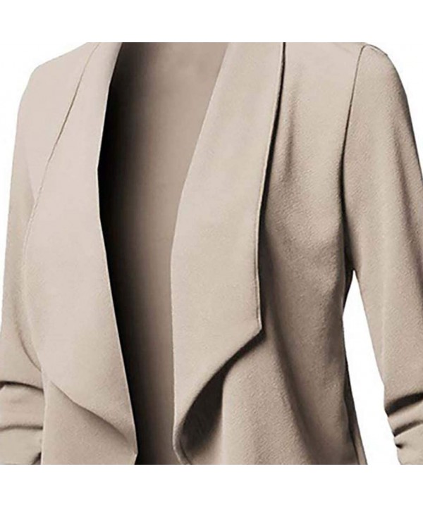 Womens Blazers Jackets Long Sleeve Plus Size Pure Color Casual Cardigans Simple Business Attire Coats Vests Tuxedo - khaki - ...