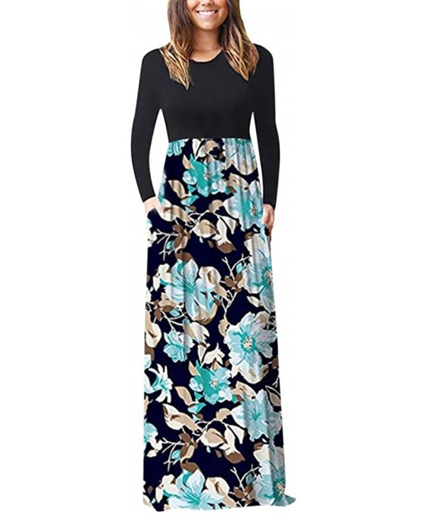 Women's Print Maxi Tank Long Dress Casual Sleeve Dress - A-light Blue - CY18X6HR2Q9 $15.27-Bottoms