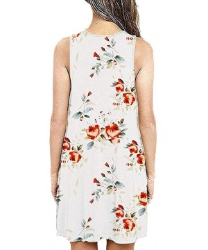 Women Summer Casual Sleeveless Printed Swing Mini Dress Sundress with Pocket - White - C218SQ6DQSW $10.14-Racing