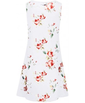 Women Summer Casual Sleeveless Printed Swing Mini Dress Sundress with Pocket - White - C218SQ6DQSW $10.14-Racing