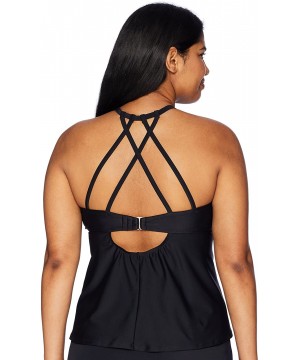 Women's Swimwear Highneck Halter Tankini Top with Strappy Back - Tidal Wave - CK18C0LGN4Y $9.39-Sets