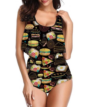 Sausage Burger Hot One-Piece Party Push Up Rash Guard Wrap Trim Bottom&Bra for Womens - Style1 - CU19DCA0M8S $22.45-Rash Guards