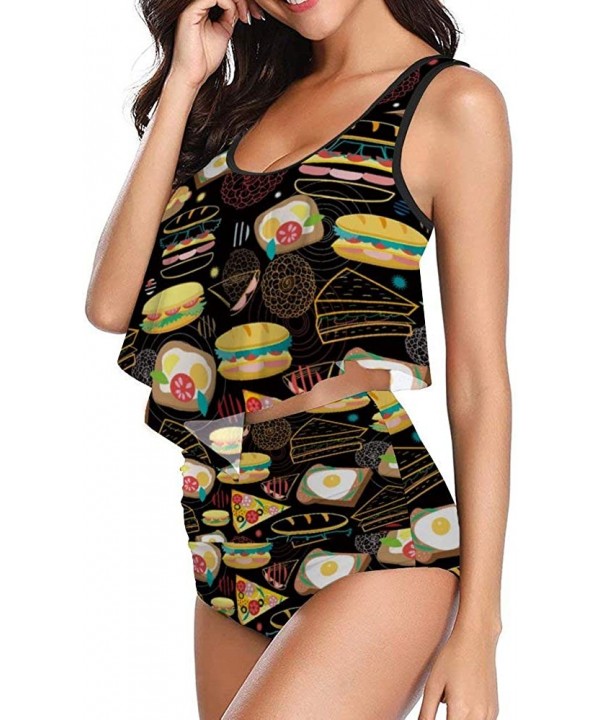 Sausage Burger Hot One-Piece Party Push Up Rash Guard Wrap Trim Bottom&Bra for Womens - Style1 - CU19DCA0M8S $22.45-Rash Guards