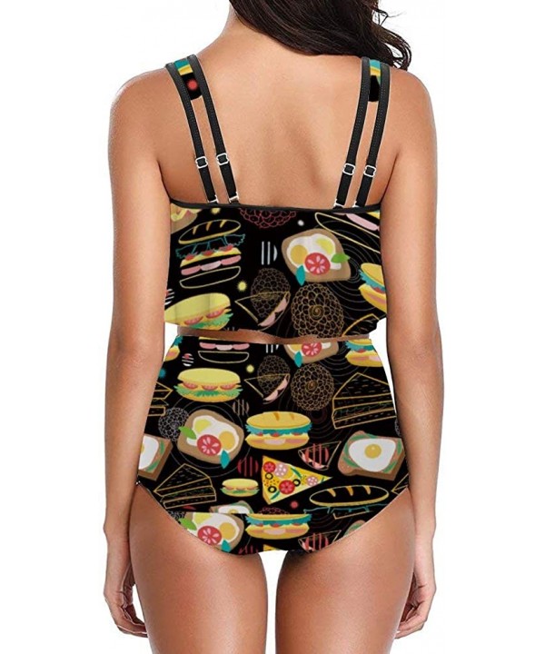 Sausage Burger Hot One-Piece Party Push Up Rash Guard Wrap Trim Bottom&Bra for Womens - Style1 - CU19DCA0M8S $22.45-Rash Guards