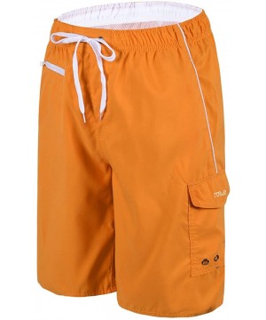 Men's Beachwear Swim Trunks Quick Dry Zipper Pockets with Lining - Orange(white Straps) - C6185NZZX6O $17.35-Trunks