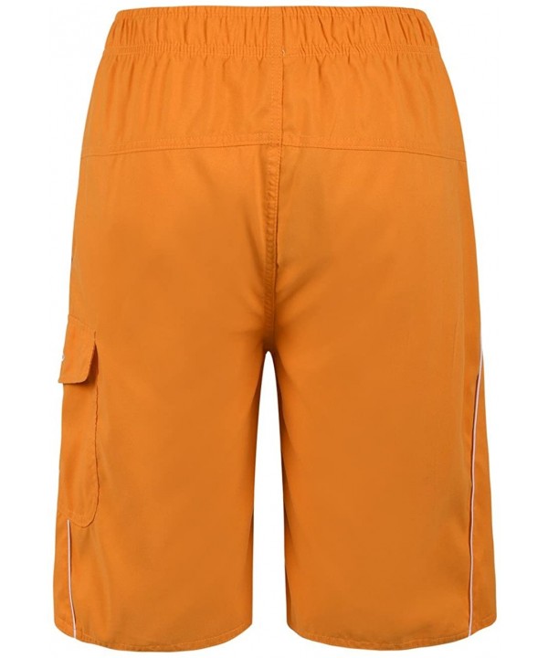 Men's Beachwear Swim Trunks Quick Dry Zipper Pockets with Lining - Orange(white Straps) - C6185NZZX6O $17.35-Trunks