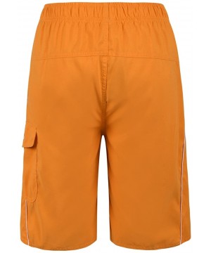 Men's Beachwear Swim Trunks Quick Dry Zipper Pockets with Lining - Orange(white Straps) - C6185NZZX6O $17.35-Trunks