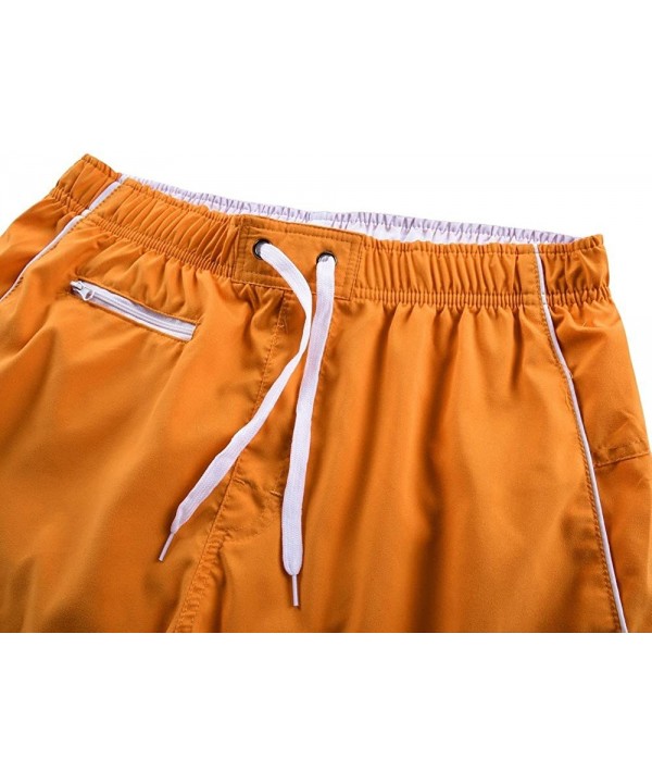 Men's Beachwear Swim Trunks Quick Dry Zipper Pockets with Lining - Orange(white Straps) - C6185NZZX6O $17.35-Trunks