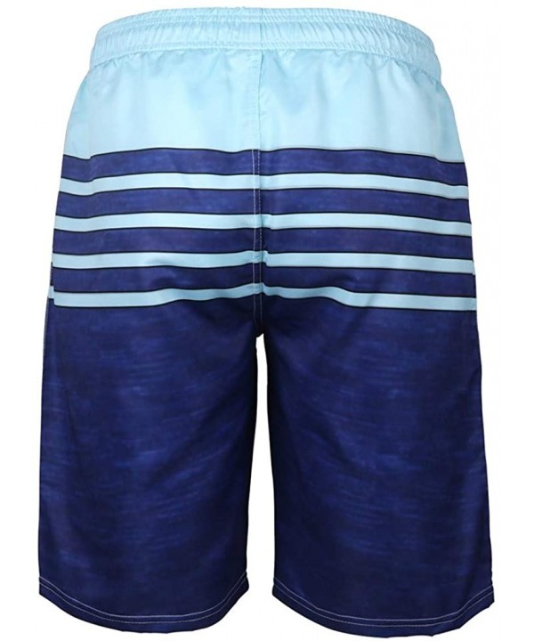 Mens Short Swim Trunks Striped Quick Dry Sports Beach Surfing Board Shorts - Blue - C919606NESO $16.28-Board Shorts