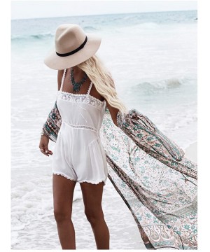 Womens Bikini Cover Ups Beach Casual Dress Coverup Swimsuits Long Cardigan Buttons Chiffon - Flower Pattern 8 - CL18RMM3S3L $...