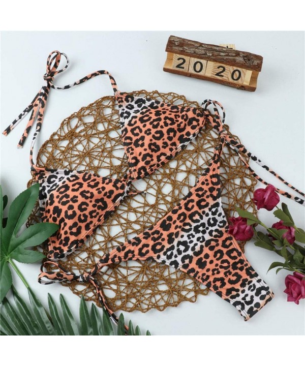 Women's Bikini Set 2 Piece Sexy Padded Push Up Swimsuit Bottom Thong Bathing Suits Vintage High Waisted Swimwear - 5-leopard ...