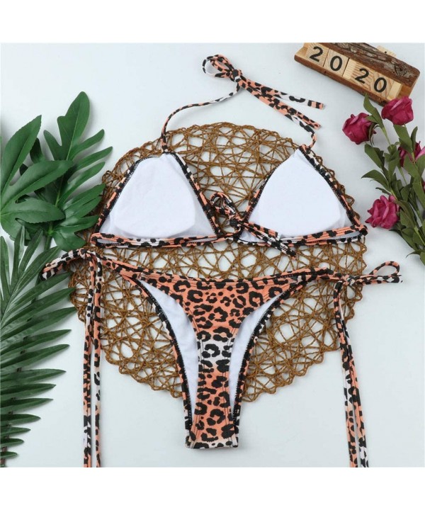 Women's Bikini Set 2 Piece Sexy Padded Push Up Swimsuit Bottom Thong Bathing Suits Vintage High Waisted Swimwear - 5-leopard ...