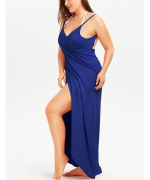 Women's Bikini Cover Up Spaghetti Strap Backless Beach Dress Swimwear - Blue - C918CQ6T06D $24.86-Cover-Ups