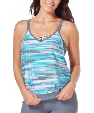 Women's Oasis Blouson Tankini Top - Pale Aruba/Cantaloupe - CG1965R5XN7 $42.56-Tops