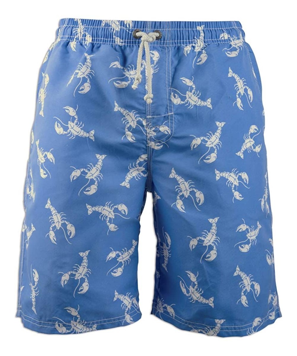 Men's Board Shorts Swimwear Beach Holiday Party Swim Trunks - Crayfish Blue - CR18QCXMRQO $20.74-Board Shorts