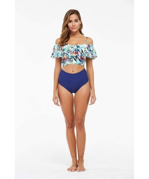 Swimsuits for Women Two Piece Bathing Suits Ruffled Flounce Top with High Waisted Bikini Set - C1194UQ3CRN $32.96-Sets