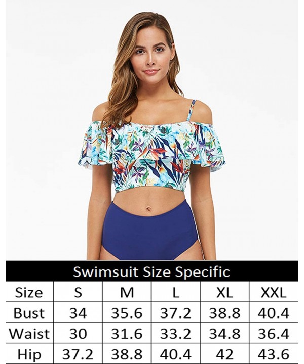 Swimsuits for Women Two Piece Bathing Suits Ruffled Flounce Top with High Waisted Bikini Set - C1194UQ3CRN $32.96-Sets