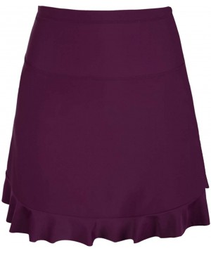 Women's High Waisted Swim Bottom Athletic Swimsuits Tankini Skirt with Panty - Ruffled Hem Burgundy - C518YM8XKY8 $19.89-Tank...