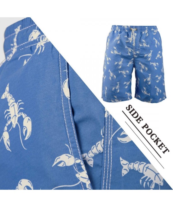 Men's Board Shorts Swimwear Beach Holiday Party Swim Trunks - Crayfish Blue - CR18QCXMRQO $20.74-Board Shorts