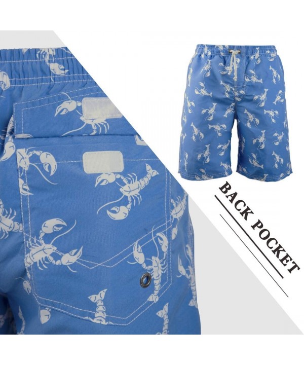 Men's Board Shorts Swimwear Beach Holiday Party Swim Trunks - Crayfish Blue - CR18QCXMRQO $20.74-Board Shorts