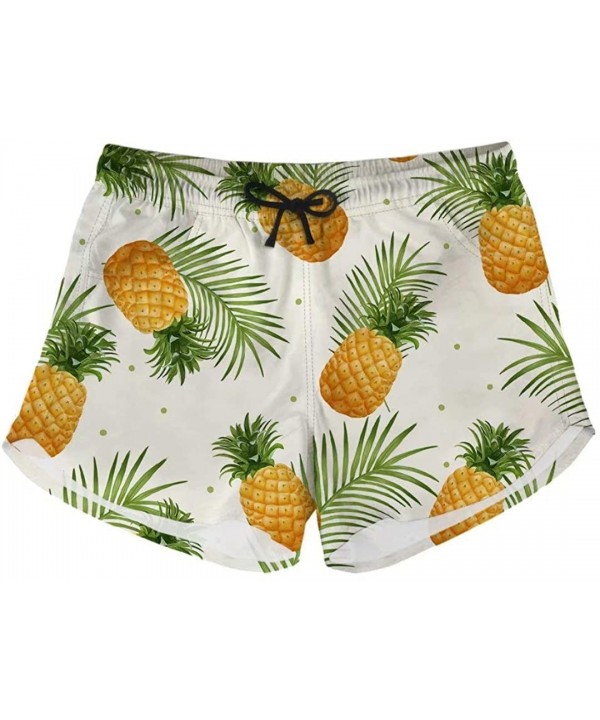 Women's Swim Shorts Floral Print Boardshorts Summer Beach Quick Dry Fabric Slim Fit Swimwear Bottom - Pineapple - CE18RCOAC29...