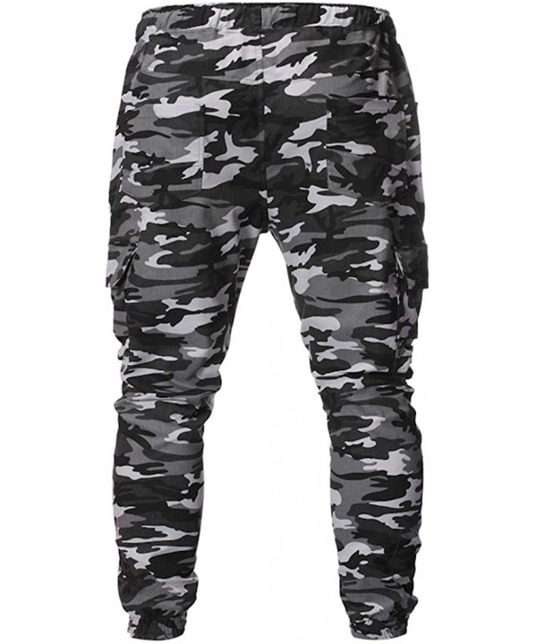 Men's Long Pants Sweatpants Slacks Camouflage Elastic Joggings Sport Solid Baggy Trousers - Gray - CM18SKYRY6A $22.53-Racing