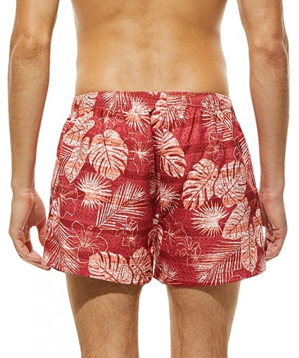 Men Basic Short Swim Trunks Quick Dry Camo Beach Print Bathing Suits Swimming Shorts Swimsuit with Pocket - F-red - CP195QC74...