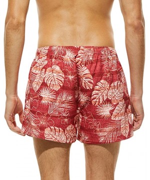 Men Basic Short Swim Trunks Quick Dry Camo Beach Print Bathing Suits Swimming Shorts Swimsuit with Pocket - F-red - CP195QC74...