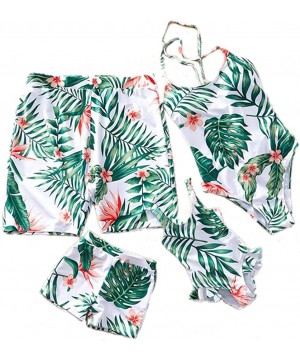 Family Matching Set Swimwear Bathing Suit Men Leaf Print Swimsuit Pants Shorts Beach Trunks Surfing Sport M-L2 - Dad - CD196G...