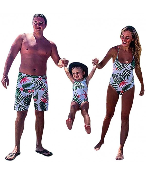 Family Matching Set Swimwear Bathing Suit Men Leaf Print Swimsuit Pants Shorts Beach Trunks Surfing Sport M-L2 - Dad - CD196G...