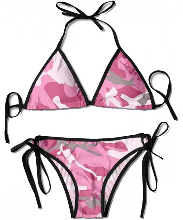 Padded Push Up Bikini Set Pink Camouflage Two Piece Swimsuit Bathing Suits for Women Girls Sexy - CC199OSIDMZ $18.49-Sets