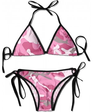 Padded Push Up Bikini Set Pink Camouflage Two Piece Swimsuit Bathing Suits for Women Girls Sexy - CC199OSIDMZ $18.49-Sets