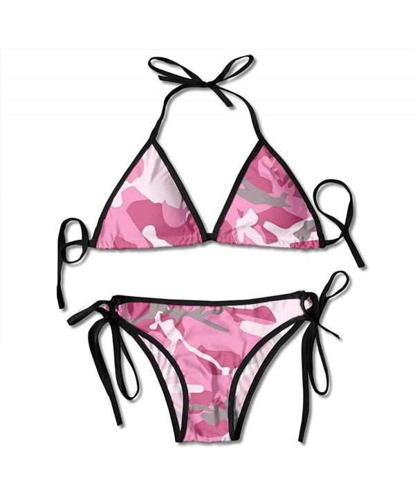 Padded Push Up Bikini Set Pink Camouflage Two Piece Swimsuit Bathing Suits for Women Girls Sexy - CC199OSIDMZ $18.49-Sets