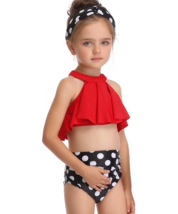 Mother Daughter Swimsuits Matching One Piece Summer Bathing Suit Swimwear - Red - C318SZE0GM5 $17.89-Sets