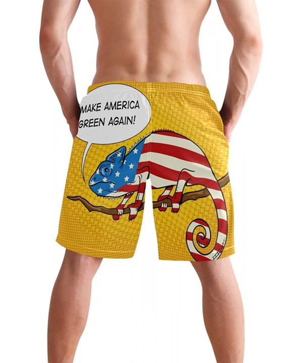 Men's Quick Dry Swim Trunks with Pockets Beach Board Shorts Bathing Suits - Chameleon American Flag - CN19529EA0R $32.54-Boar...