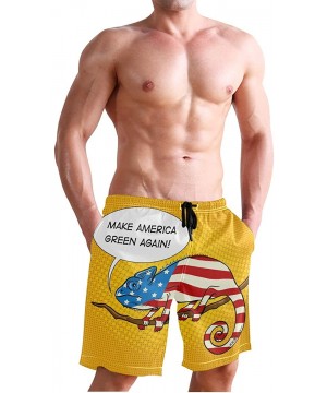 Men's Quick Dry Swim Trunks with Pockets Beach Board Shorts Bathing Suits - Chameleon American Flag - CN19529EA0R $32.54-Boar...