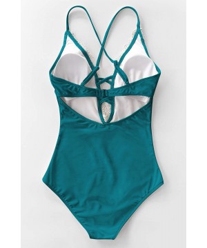 Women's Ladies Vintage Lace Bikini Sets Beach Swimwear Bathing Suit - Teal - CH190TACUS5 $25.67-One-Pieces